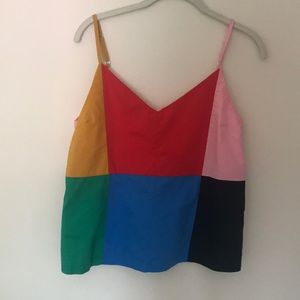 Color block V-neck tank top